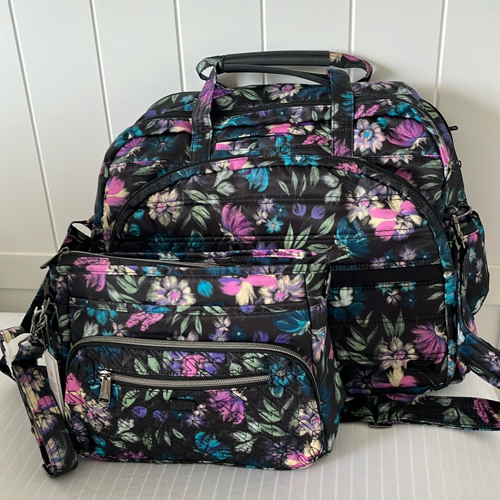 Lug Travel Set Steamboat Duffel Bag & Shimmy Crossbody Bag - Bloom Black